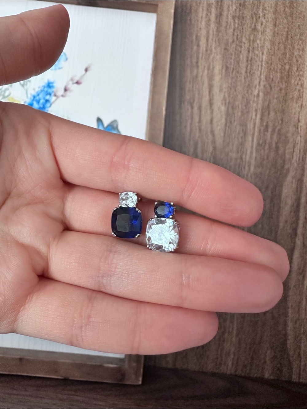 Elegant CZ Sapphire Sterling Silver Earrings